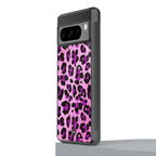 pink leopard fur back phone cover | glass case for google pixel 8 pro