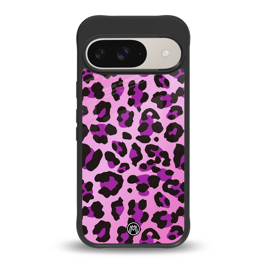 pink leopard fur back phone cover | glass case for google pixel 9