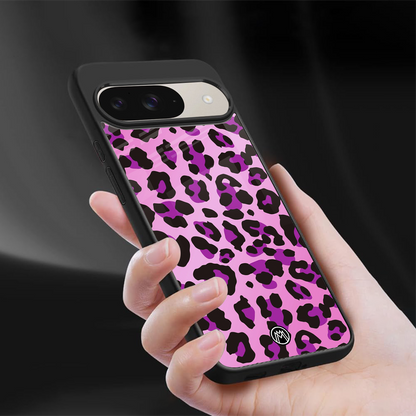 pink leopard fur back phone cover | glass case for google pixel 9
