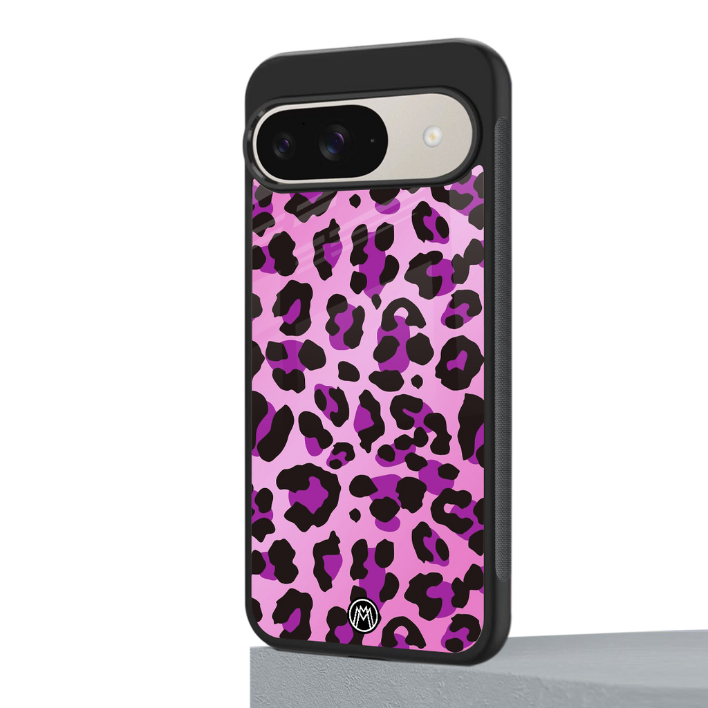 pink leopard fur back phone cover | glass case for google pixel 9