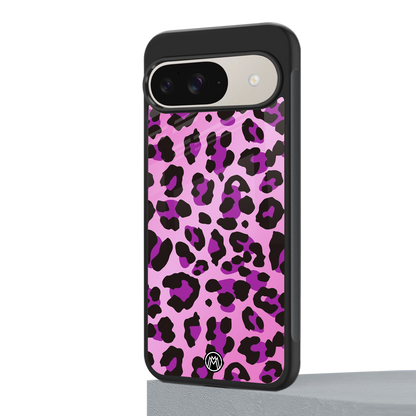 pink leopard fur back phone cover | glass case for google pixel 9