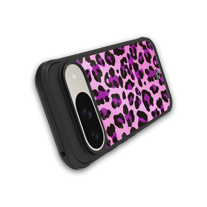 pink leopard fur back phone cover | glass case for google pixel 9