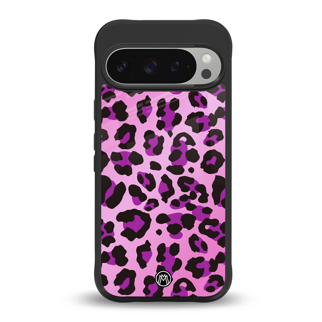 pink leopard fur back phone cover | glass case for google pixel 9 pro