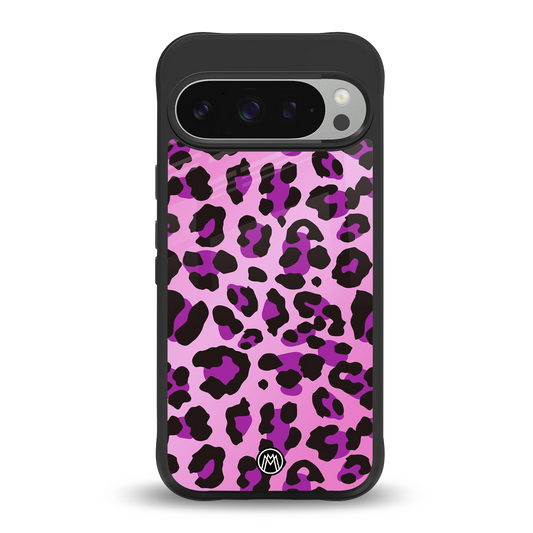 pink leopard fur back phone cover | glass case for google pixel 9 pro xl