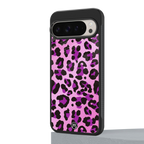 pink leopard fur back phone cover | glass case for google pixel 9 pro