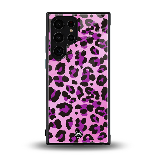pink leopard fur back phone cover | glass case for samsung galaxy s24 ultra