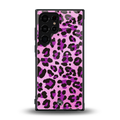 pink leopard fur back phone cover | glass case for samsung galaxy s23 ultra