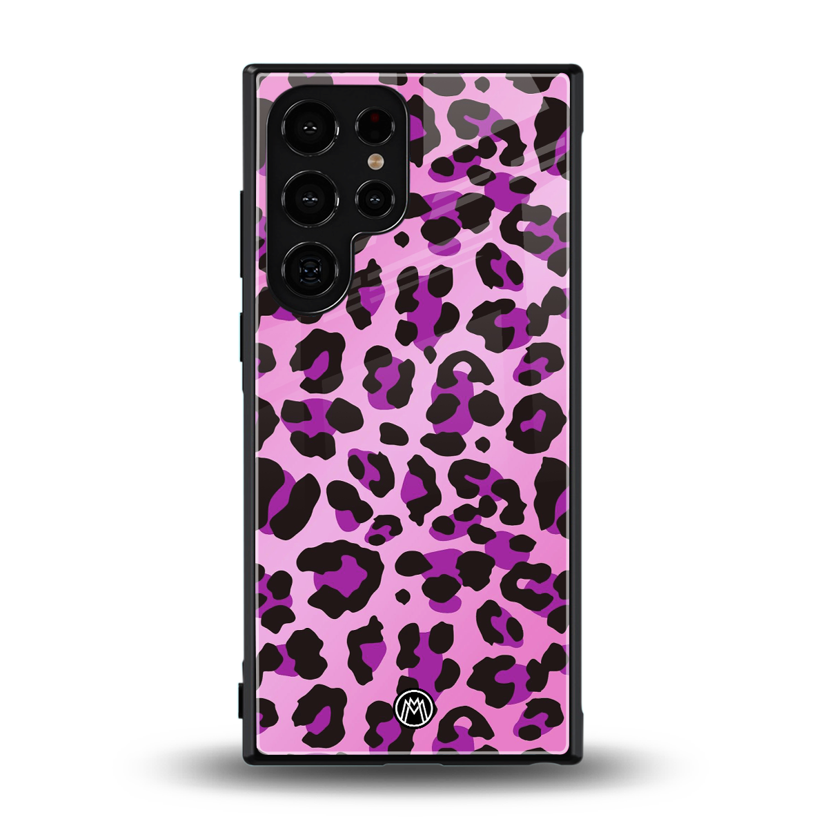 pink leopard fur back phone cover | glass case for samsung galaxy s23 ultra
