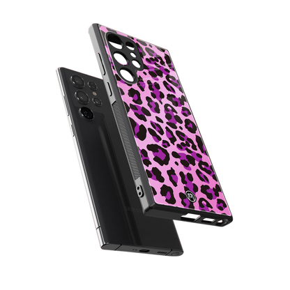 pink leopard fur back phone cover | glass case for samsung galaxy s24 ultra