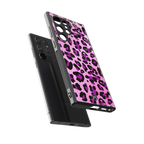 pink leopard fur back phone cover | glass case for samsung galaxy s23 ultra
