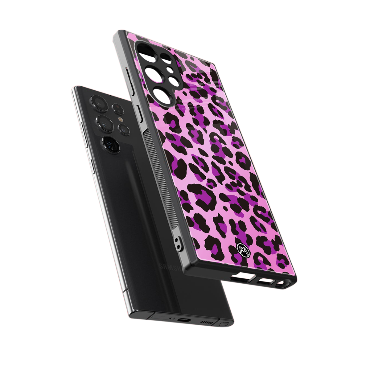 pink leopard fur back phone cover | glass case for samsung galaxy s23 ultra