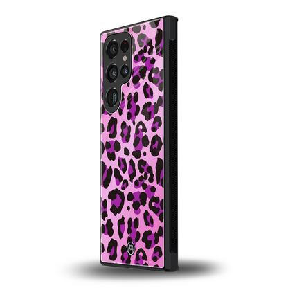 pink leopard fur back phone cover | glass case for samsung galaxy s24 ultra
