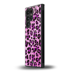 pink leopard fur back phone cover | glass case for samsung galaxy s23 ultra