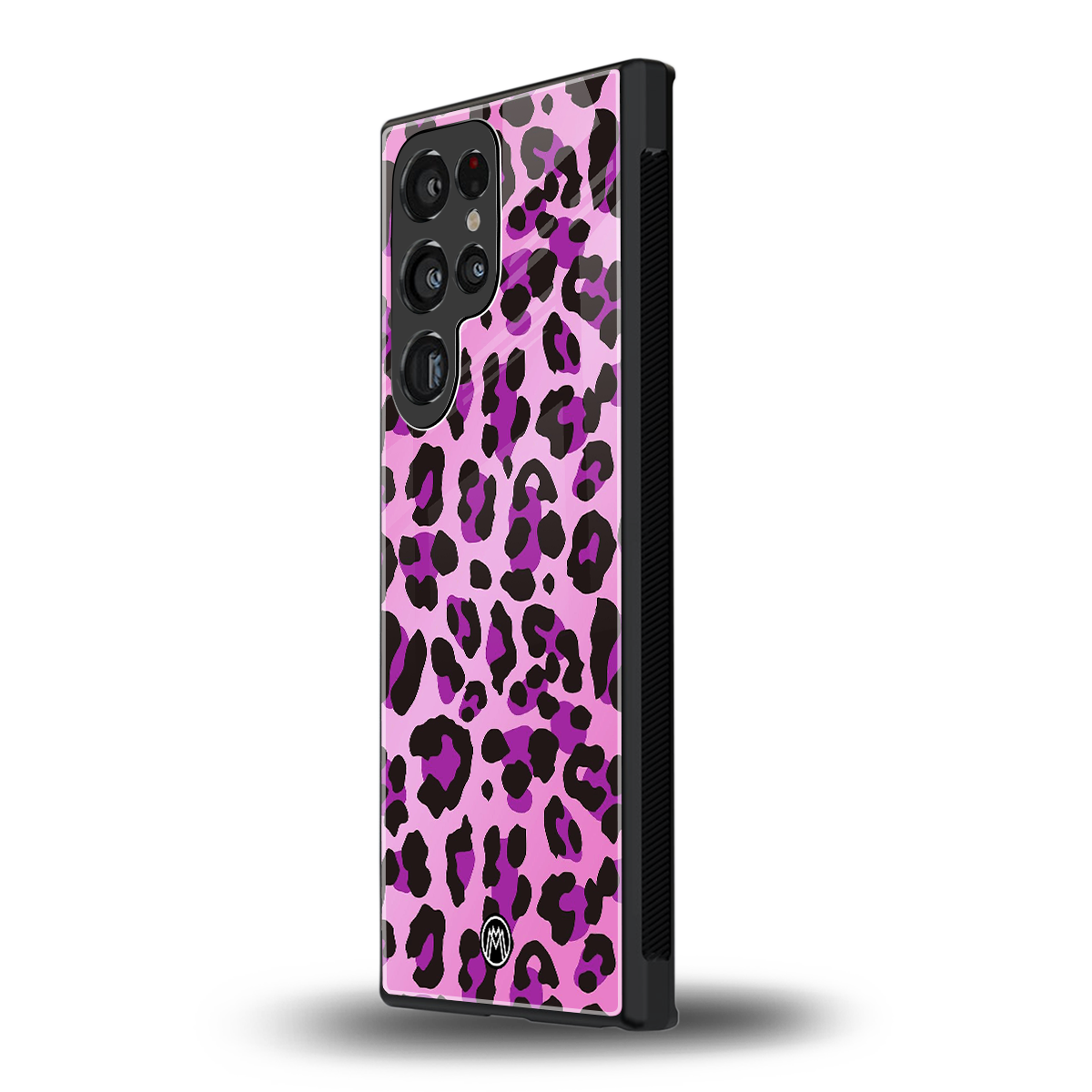 pink leopard fur back phone cover | glass case for samsung galaxy s23 ultra