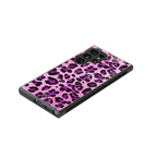 pink leopard fur back phone cover | glass case for samsung galaxy s23 ultra