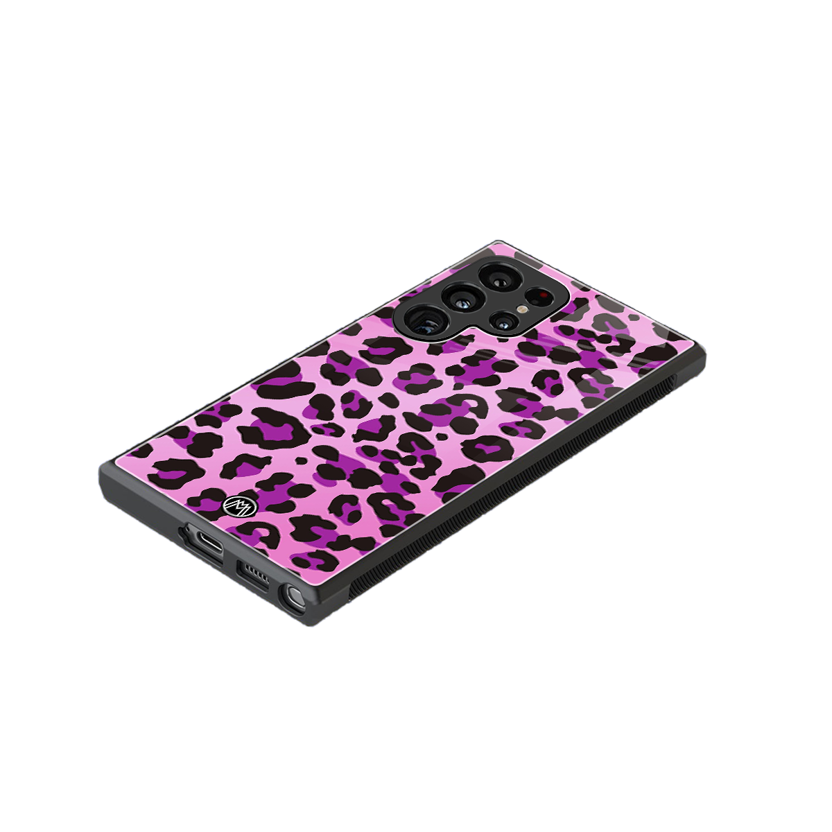 pink leopard fur back phone cover | glass case for samsung galaxy s23 ultra