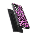 pink leopard fur back phone cover | glass case for samsung galaxy s25 ultra