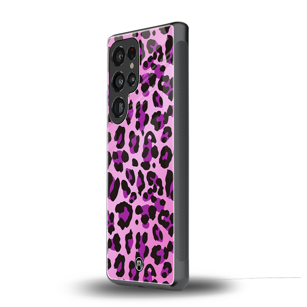 pink leopard fur back phone cover | glass case for samsung galaxy s25 ultra