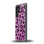 pink leopard fur back phone cover | glass case for samsung galaxy s25 ultra