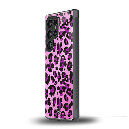 pink leopard fur back phone cover | glass case for samsung galaxy s25 ultra