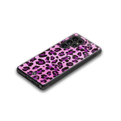 pink leopard fur back phone cover | glass case for samsung galaxy s25 ultra