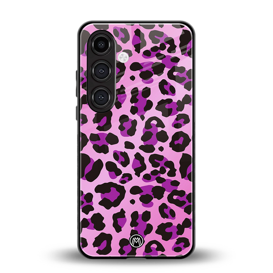 pink leopard fur back phone cover | glass case for samsung galaxy s23 plus