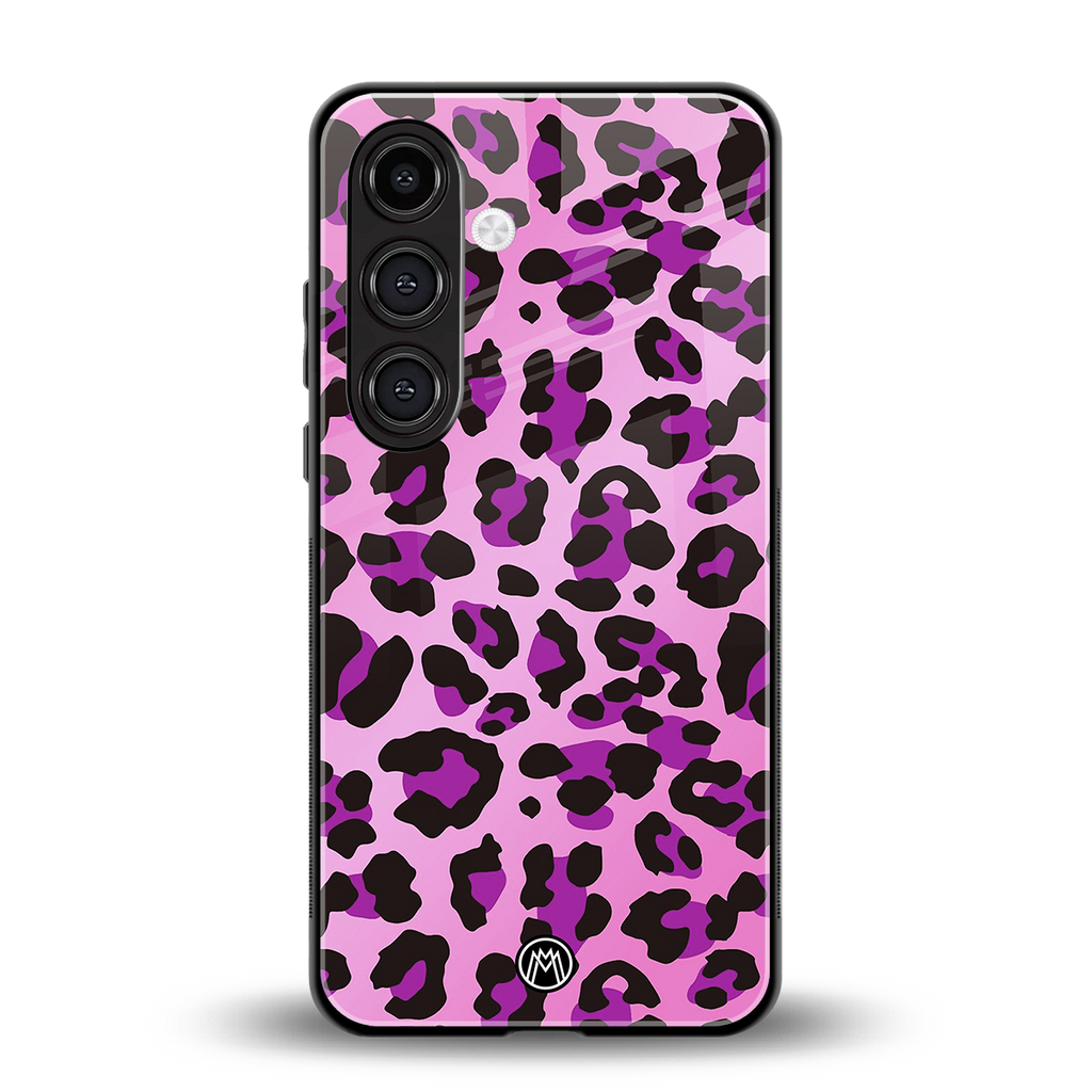 pink leopard fur back phone cover | glass case for samsung galaxy s25 plus