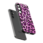 pink leopard fur back phone cover | glass case for samsung galaxy s24