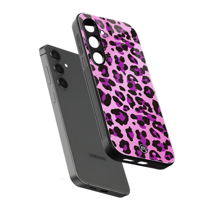 pink leopard fur back phone cover | glass case for samsung galaxy s23 fe