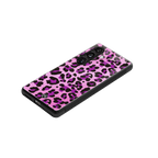 pink leopard fur back phone cover | glass case for samsung galaxy s25 plus