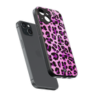 pink leopard fur back phone cover | glass case for iphone 15