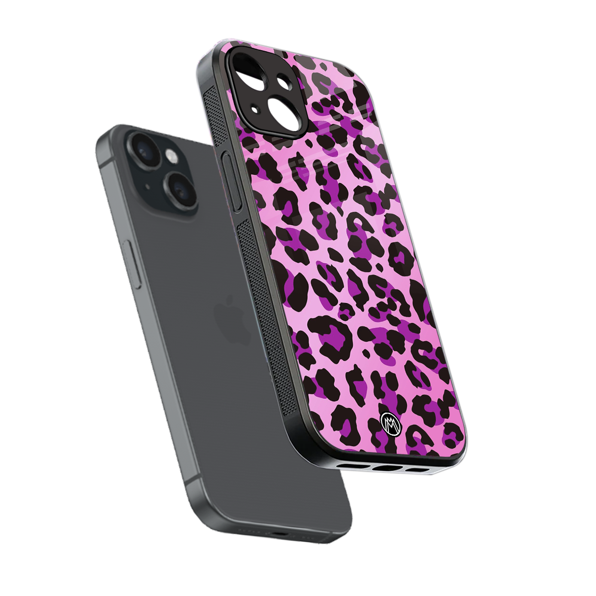 pink leopard fur back phone cover | glass case for iphone 15