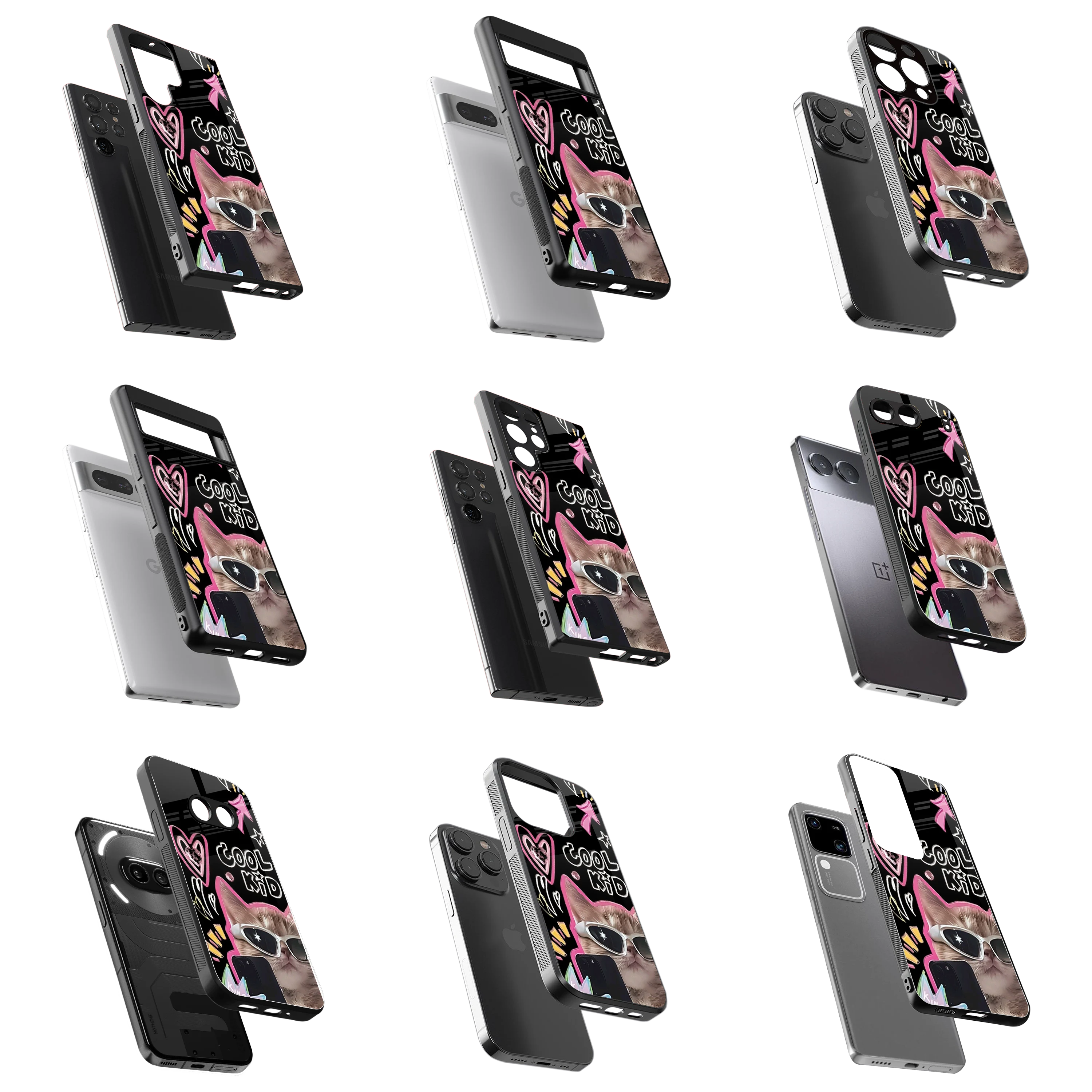 Durable Glass Back Mobile Case for iPhone, Samsung, OnePlus, Google Pixel, Redmi, Vivo, Oppo