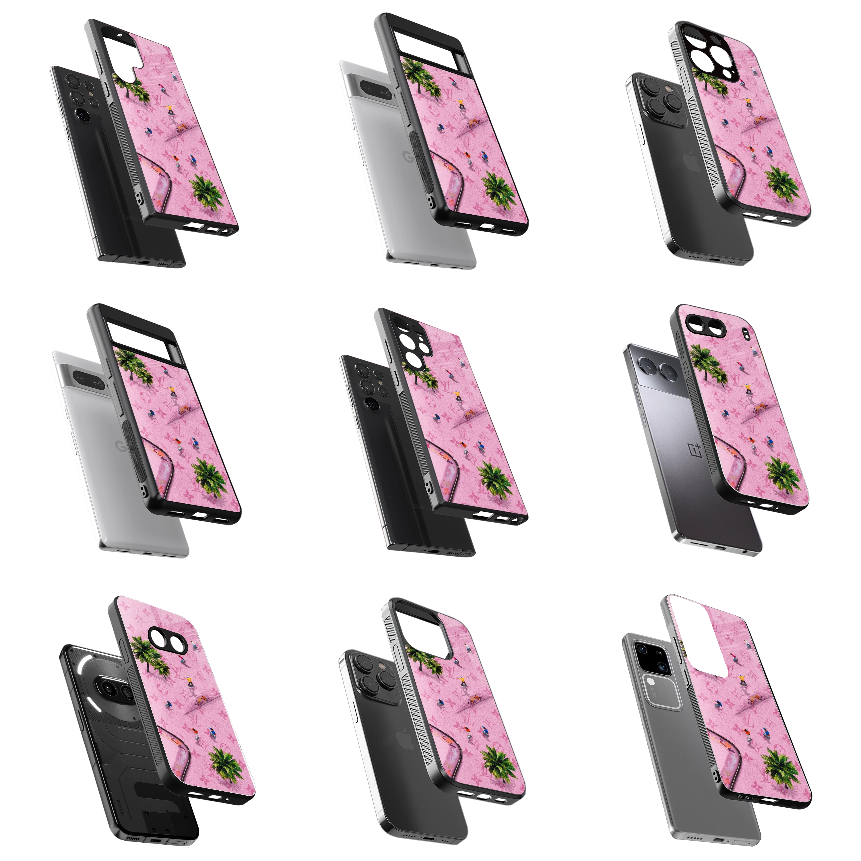 Durable Glass Back Mobile Case for iPhone, Samsung, OnePlus, Google Pixel, Redmi, Vivo, Oppo