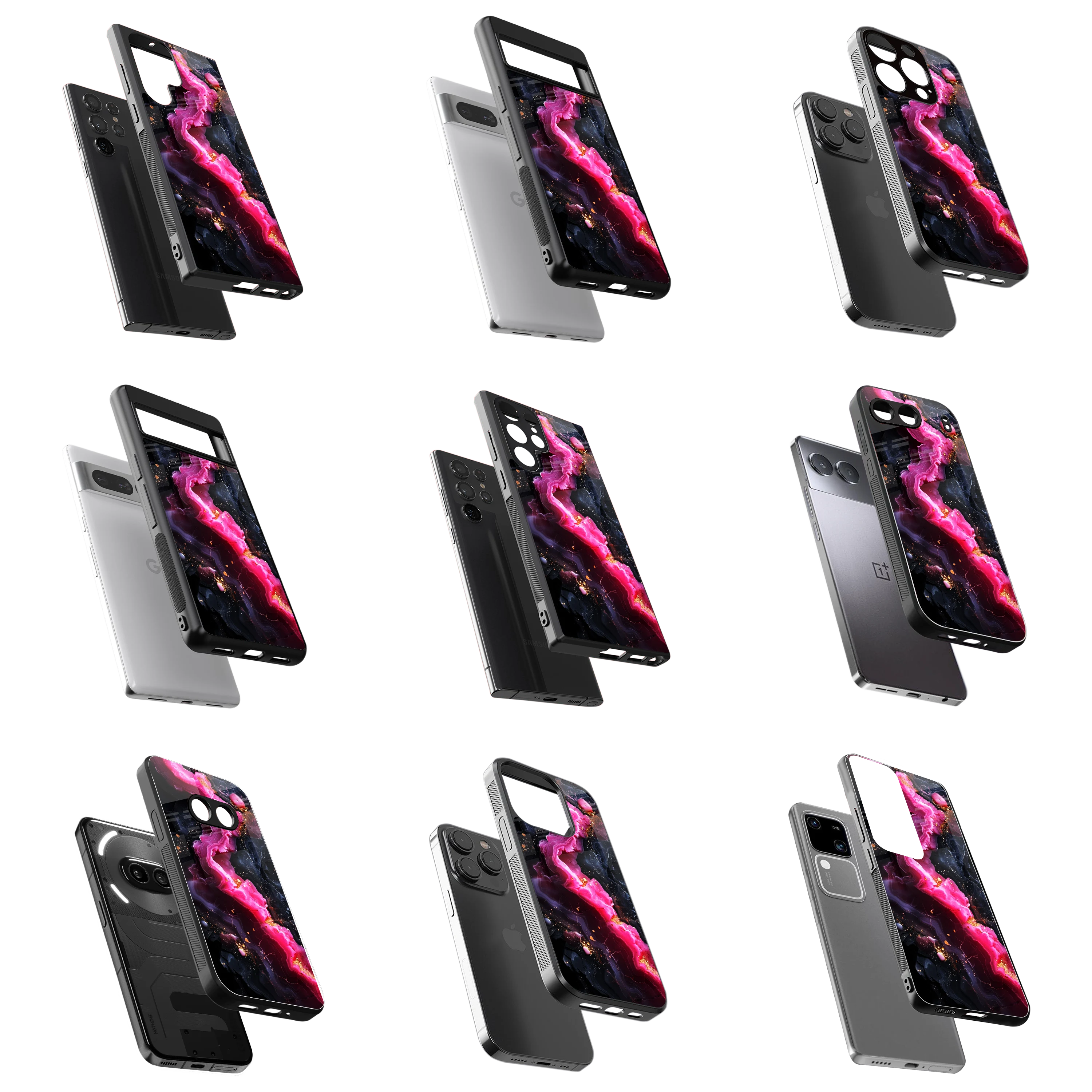 Durable Glass Back Mobile Case for iPhone, Samsung, OnePlus, Google Pixel, Redmi, Vivo, Oppo