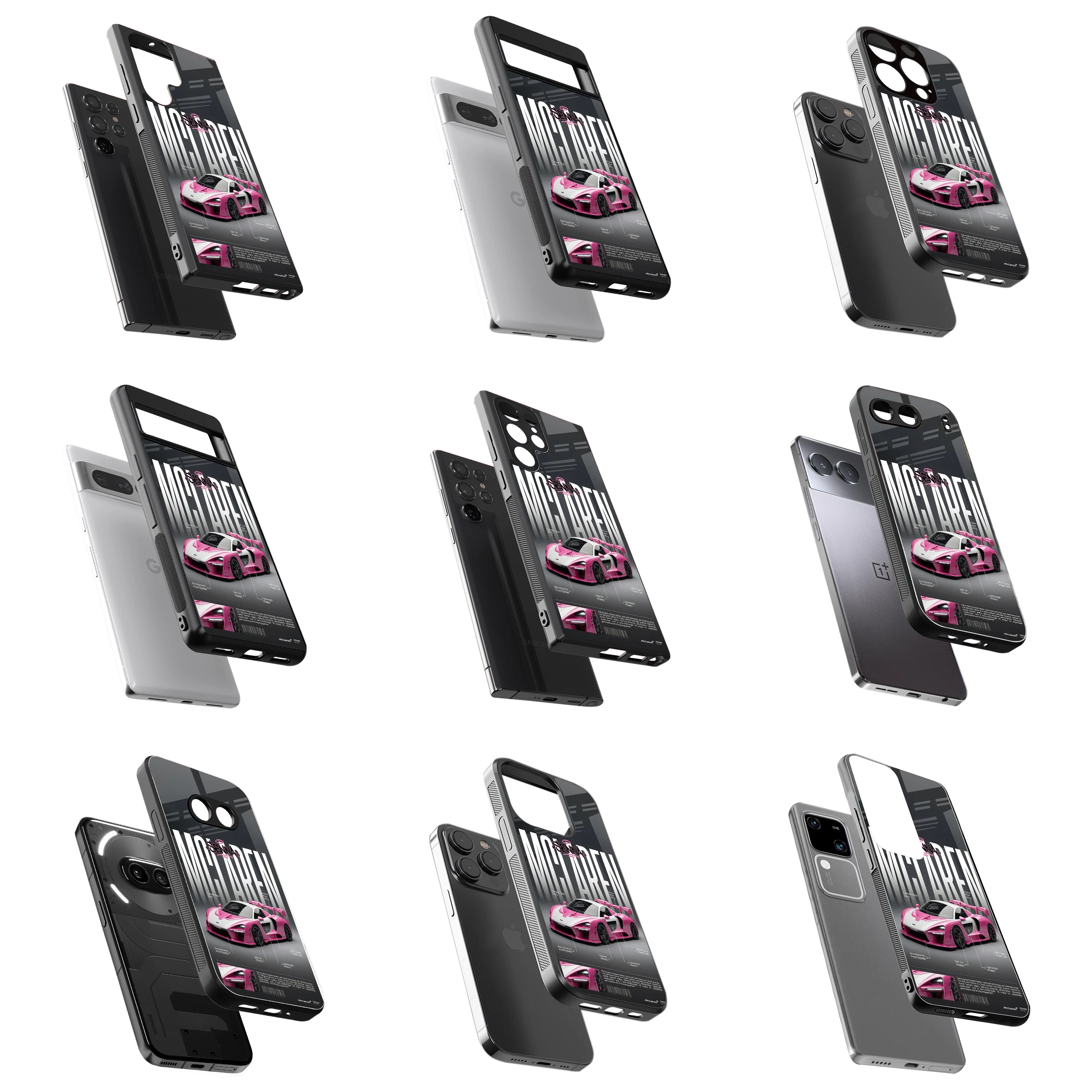 Durable Glass Back Mobile Case for iPhone, Samsung, OnePlus, Google Pixel, Redmi, Vivo, Oppo
