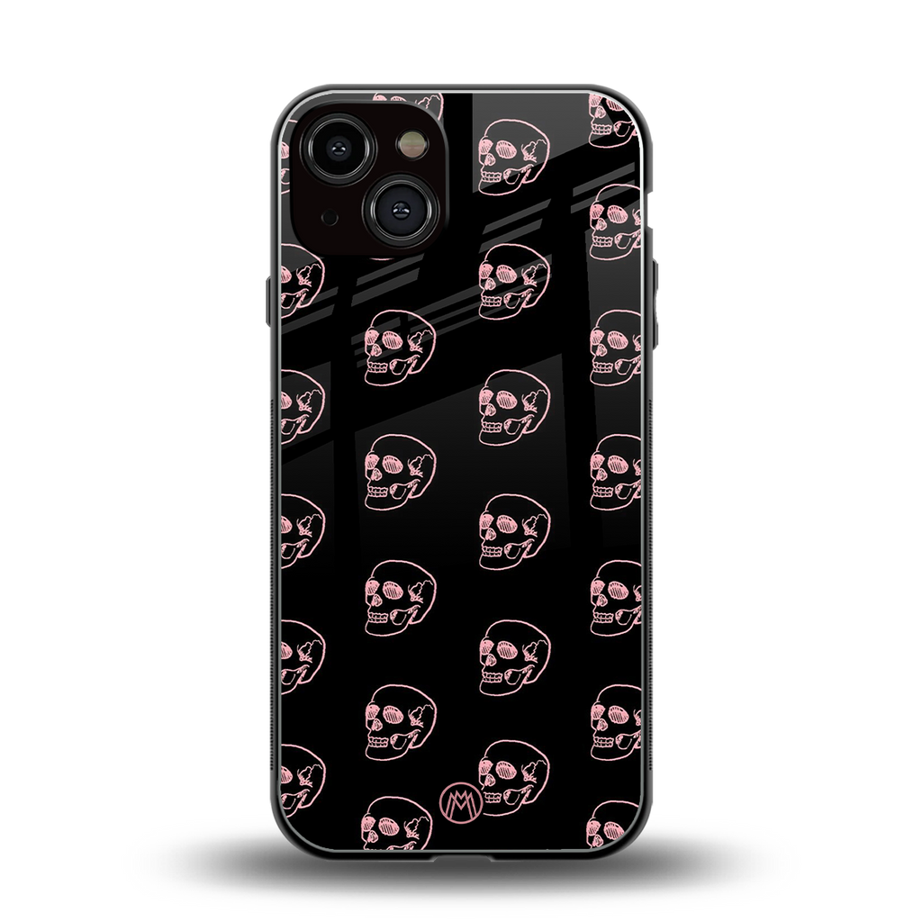 pink skull pattern back phone cover | glass case for iphone 13