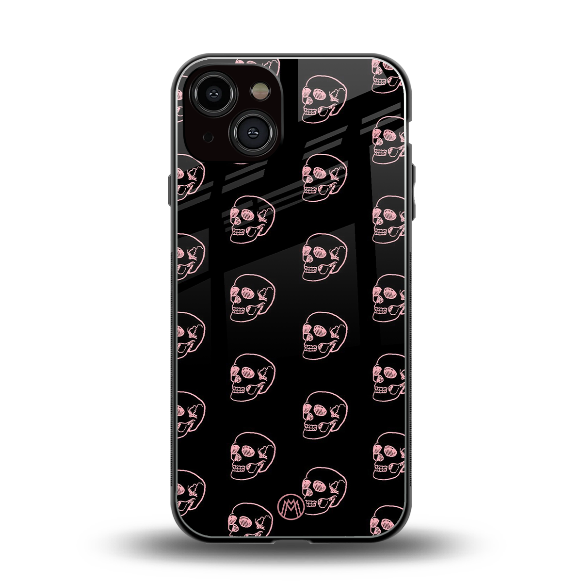 pink skull pattern back phone cover | glass case for iphone 13