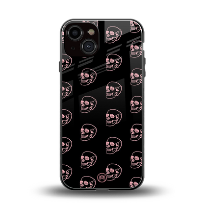 pink skull pattern back phone cover | glass case for iphone 13