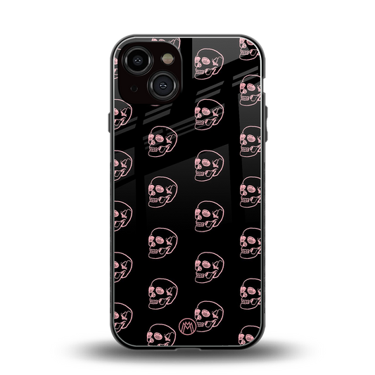 pink skull pattern back phone cover | glass case for iphone 13