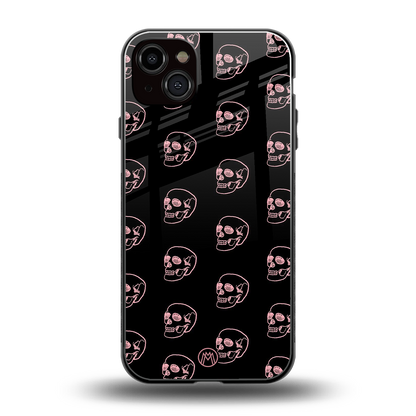 pink skull pattern back phone cover | glass case for iphone 14 plus