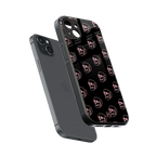 pink skull pattern back phone cover | glass case for iphone 15 plus