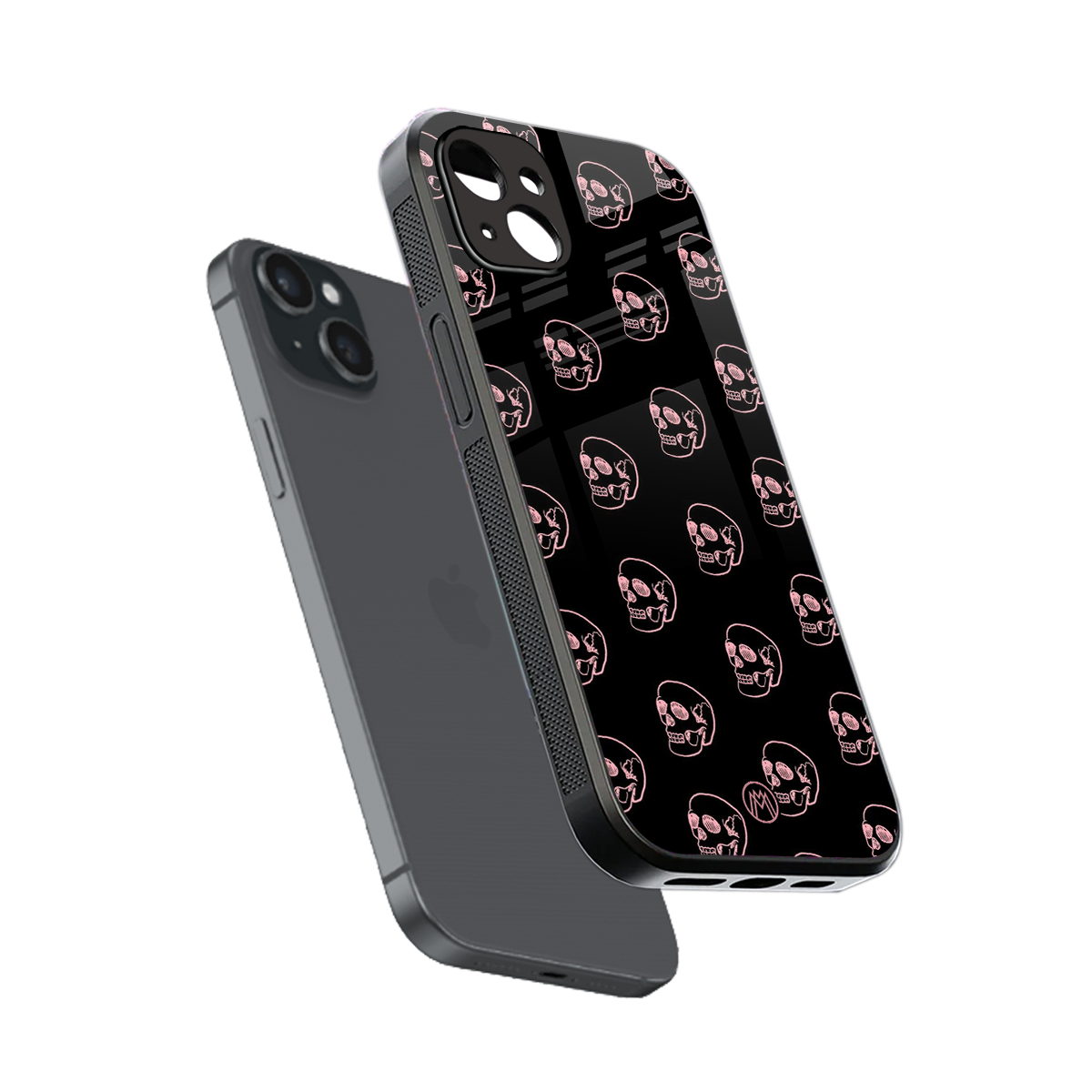 pink skull pattern back phone cover | glass case for iphone 14 plus