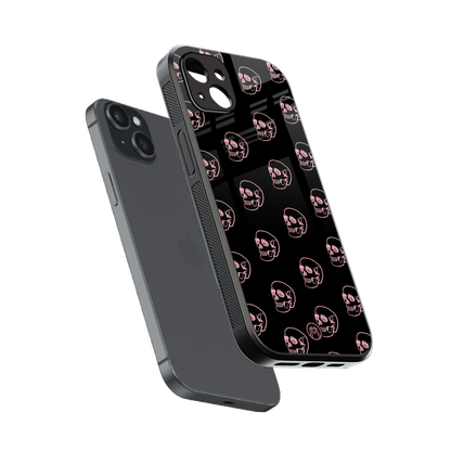 pink skull pattern back phone cover | glass case for iphone 14 plus