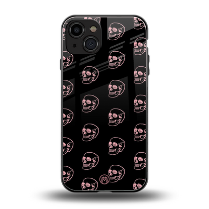 pink skull pattern back phone cover | glass case for iphone 15