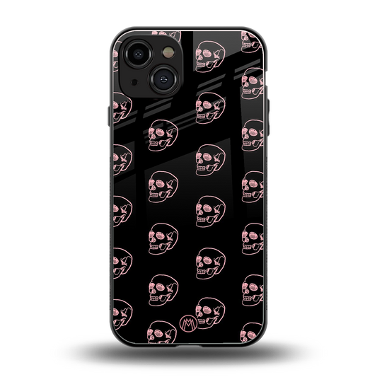 pink skull pattern back phone cover | glass case for iphone 15
