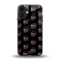 pink skull pattern back phone cover | glass case for iphone 16 plus