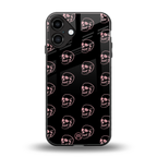 pink skull pattern back phone cover | glass case for iphone 16 plus