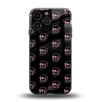 pink skull pattern back phone cover | glass case for iphone 16 pro max