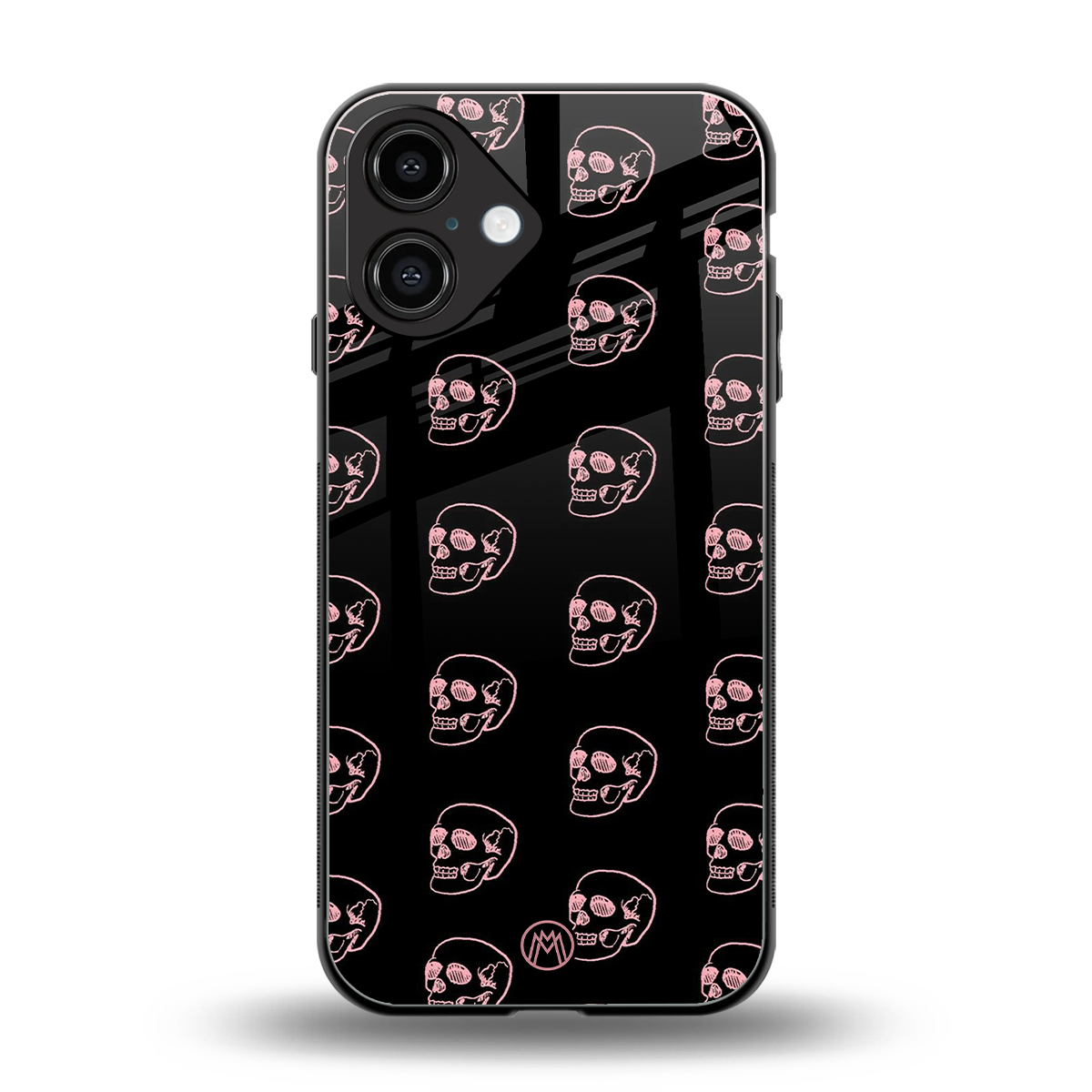 pink skull pattern back phone cover | glass case for iphone 16
